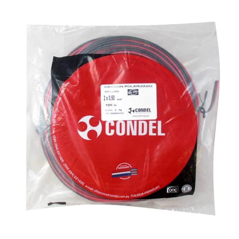 Cable Cordón Condel 2x0,50mm2 Polarizado - Paquete 100Mts.